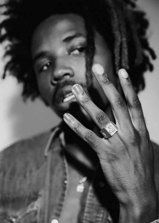 Sketch Rose Silver Ring