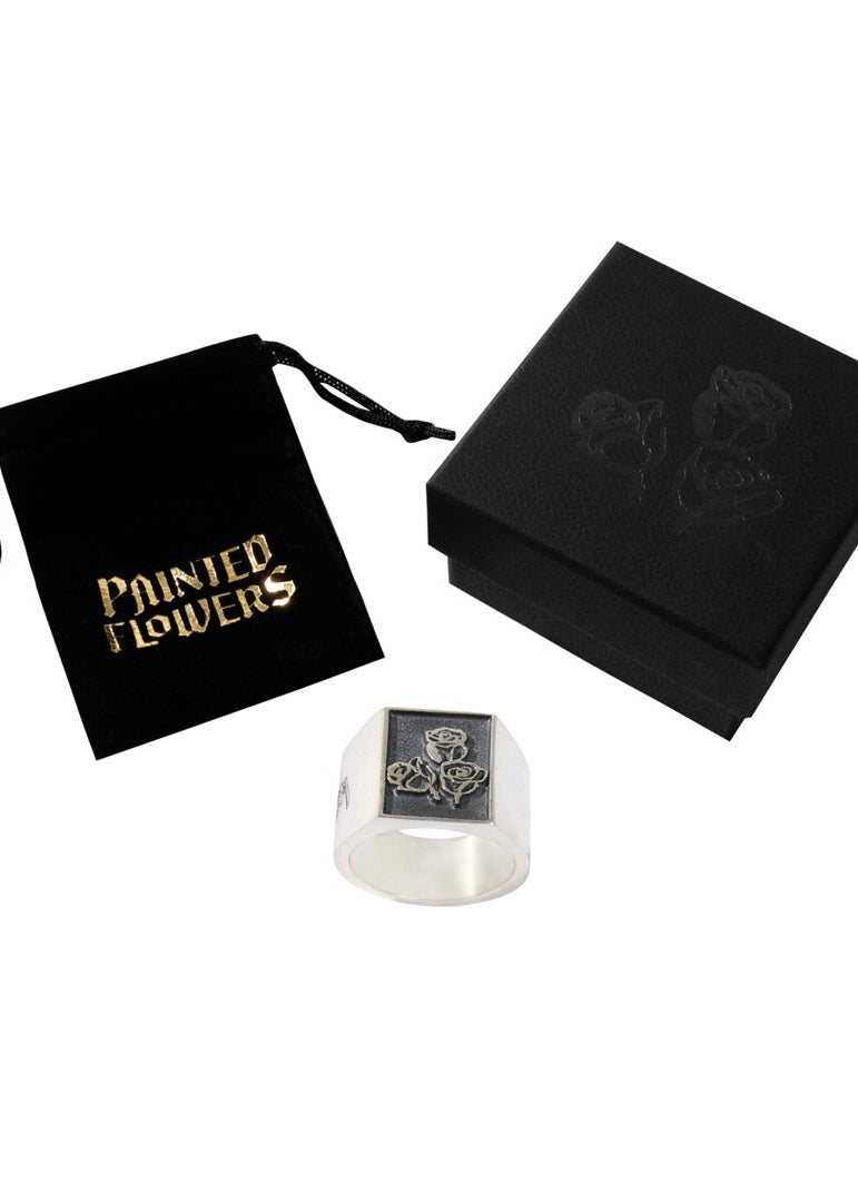 Sketchy Rose Silver Ring