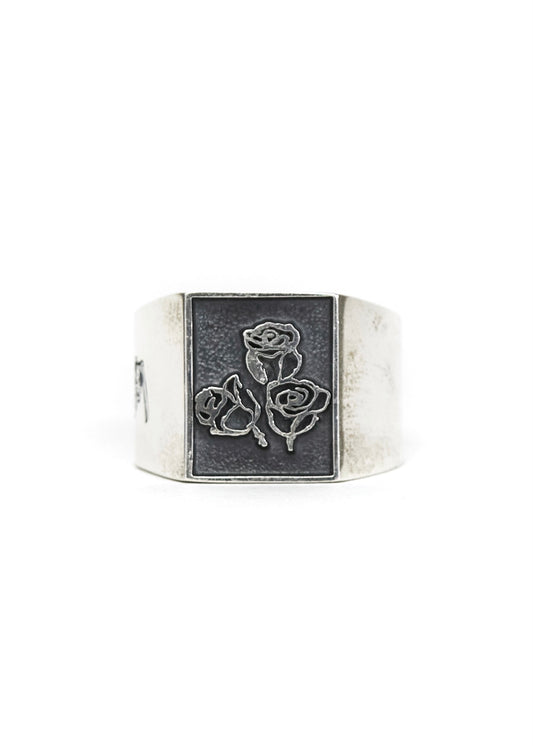 Sketchy Rose Silver Ring